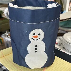 Navy Snowman Holiday Treat Bag - Decorative Gift Sack